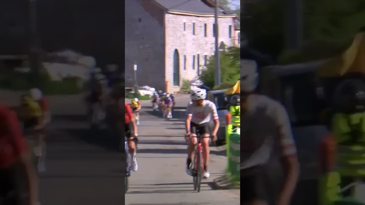 A spectator somehow manages to join the riders on the course at Liege-Bastogne-Liege 😲 #cycling #lbl - YouTube