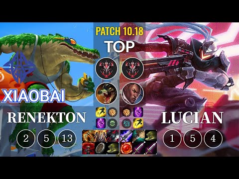 ES Xiaobai Renekton vs Lucian Top - KR Patch 10.18