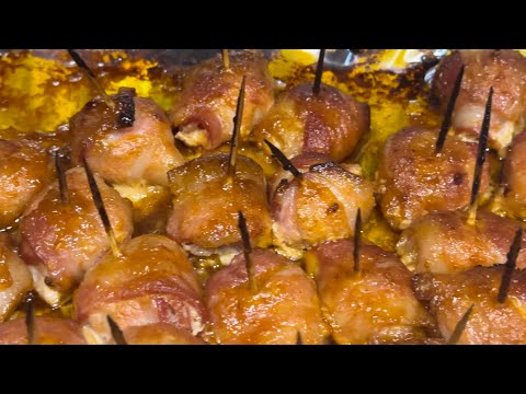 Bacon wrapped water chestnuts