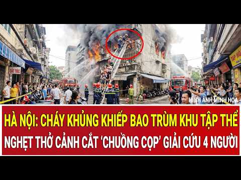 Hà Nội: Cháy khủng khiếp bao trùm khu tập thể, nghẹt thở cảnh cắt ‘chuồng cọp’ giải cứu 4 người
