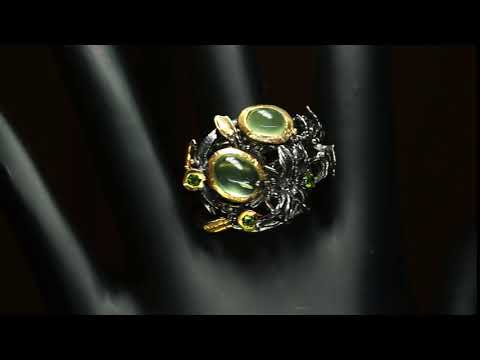 Серебряное кольцо с натуральным Пренитом и Хромдиопсидом видео