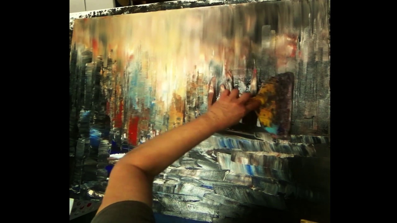 Live abstract landscape painting demo 
