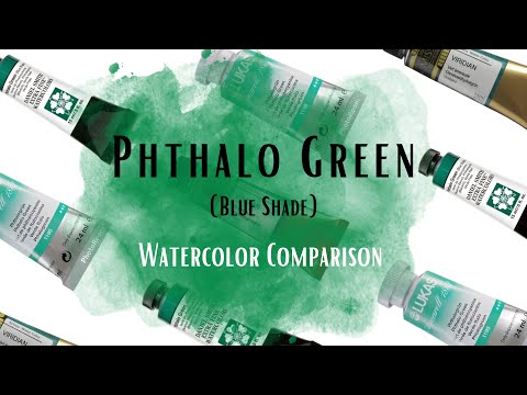 Phthalo Green (Blue Shade) PG7 Watercolor Comparison - Daniel Smith - Lukas - Schmincke - Mijello