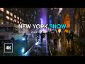 Winter Snow Walk In New York City ️ Snowfall In Manhattan 4K Night Walking Tour