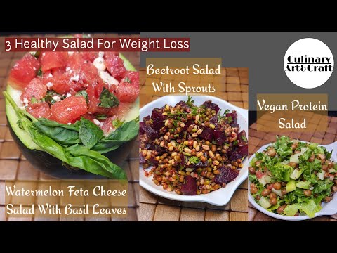 3 Healthy Salad Recipes | Beetroot Salad | Watermelon Feta Cheese Salad | Vegan Protein Salad