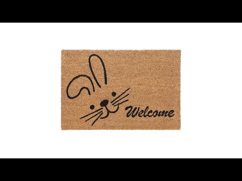Kokos Fußmatte Welcome Hase Schwarz - Braun - Naturfaser - Kunststoff - 60 x 2 x 40 cm