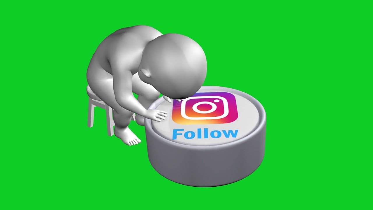 3D Animated Follow Button Green Screen Instagram & Twitter No Copyright Footage