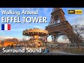 Paris France 🇫🇷 Walking Around Eiffel Tower 4K HDR Surround Sound