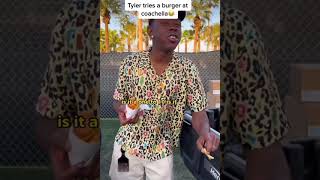 TYLER THE CREATOR TRYING BURGER AT COACHELLA HE A FOOL FR 😂😂 #tylerthecreator #lv #mensfashion
