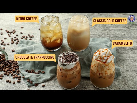 4 Types Cold Coffee Recipe | Frappuccino, Caramelito, Classic | How To Make Cold Coffee At Home?
