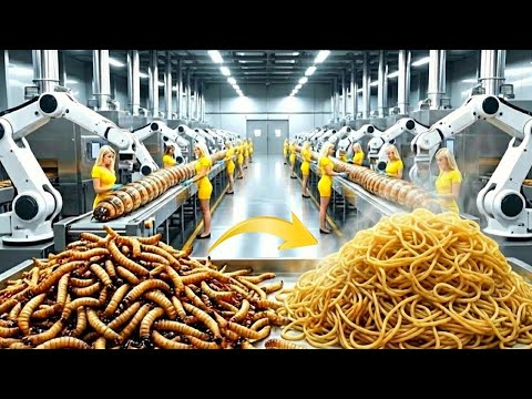 🍜🐛 OMG! Inside Factory: How Millions of Mealworms Are Crushed to Make Packets of Instant Noodles