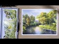 Watercolor Landscape Painting of Calm River