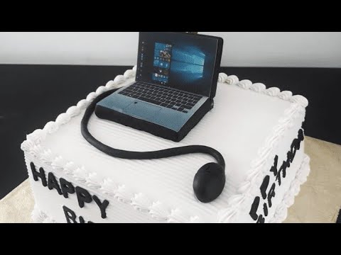 laptop theme cake,,laptop cake,, laptop cake design without fondant ,, irfan chef u4b