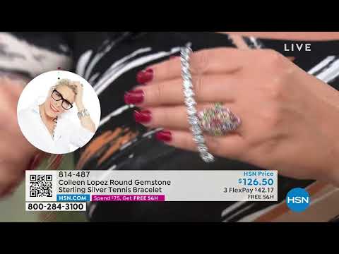 Colleen Lopez Round Gemstone Sterling Silver Tennis Brac...