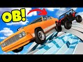 Using WEIRD Cars to Survive Downhill Stunts with OB in BeamNG Drive Mods!