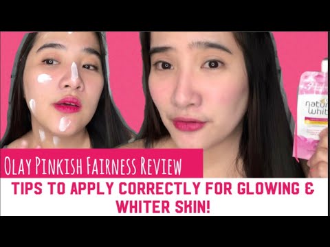 Part of a video titled How to Use OLAY NATURAL WHITE PINKISH FAIRNESS CREAM ...