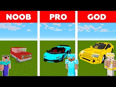 Minecraft NOOB vs PRO vs GOD : SPORTS CAR BASE CHALLENGE in minecraft / Animation