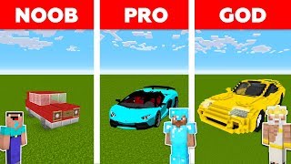 Minecraft NOOB vs PRO vs GOD : SPORTS CAR BASE CHALLENGE in minecraft / Animation