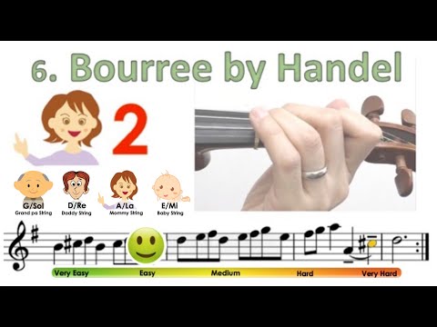 Bourree by Handel | Suzuki Violin book 2 | Notes & finger pattern tutorial on violin | HTP TV