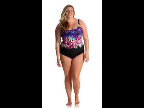 Gottex Plus Size Fire & Ice Square Neck Tank One Piece | SwimOutlet.com