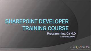 preview picture of video 'SharePoint Development Training Course - Programming C# 4.0 Lesson 0 - An Introduction'