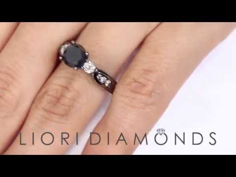 BDR-SOLD-070 - 2.04 Carat Certified Natural Black Diamond Engagement Ring 14k Black Gold