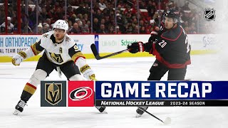 Golden Knights @ Hurricanes 12/19 | NHL Highlights 2023