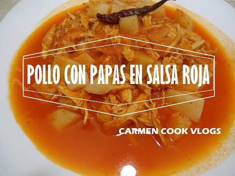 COMO HACER POLLO CON PAPAS EN SALSA ROJA | Carmen Cook Vlogs