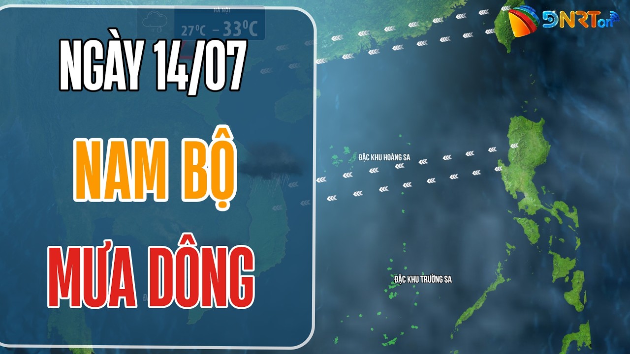Dự báo thời tiết đêm nay và ngày mai 14/7 | Bắc Bộ giảm mưa, Nam Bộ tiếp tục có dông