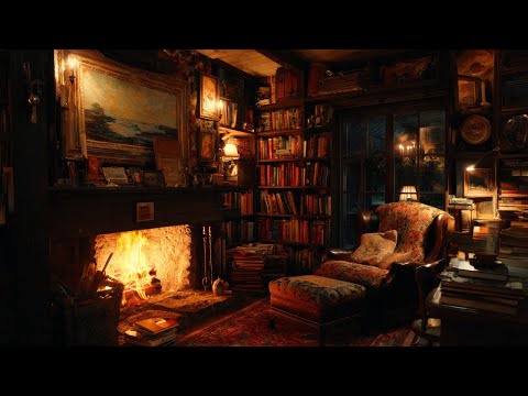 Cozy Reading Nook by the Fireplace | Evening Ambience for Sleeping | 8 Warm Hours