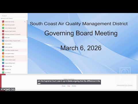 South Coast AQMD Governing Board Meeting - March 6, 2026