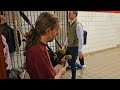 Bagpipes Competing With The Squeeking Subway Train