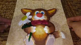 Кот с удочкой из соленого теста