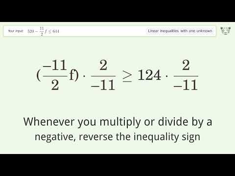 Solving Linear Inequalities: 520-11/2f is Smaller Than or Equal to 644