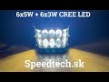LED pracovné svetlo - 6x5W + 6x3W CREE LED / 180°/ 10-30V / 4500lm / ECE R10 (98x77x80mm) - Video Youtube