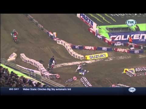 Justin Starling Crash Detroit AMA Supercross 2014