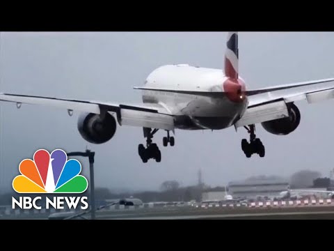 観る。ストーム・シアラの風で飛行機がロンドン空港への着陸を中止させる｜NBCニュース (Watch: Storm Ciara Winds Force Plane To Abort Landing At London Airport | NBC News)