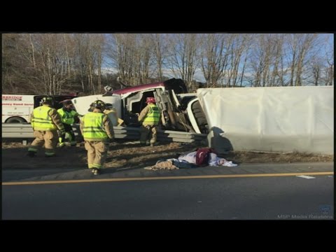 Tractor trailer rollover caused heavy traffic on the Mass Pike