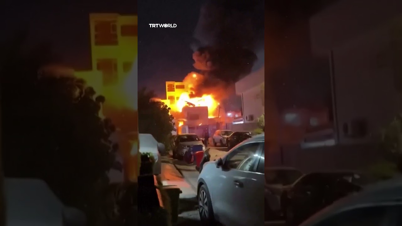 Video | Explosions rock burning building in Baghdad after air strikes