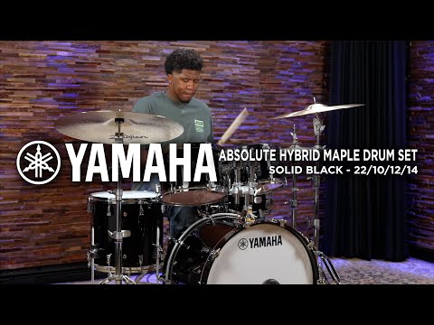 Yamaha Absolute Hybrid Maple Drum Set 22/10/12/14  - Solid Black (AM2JF4024JSOB)