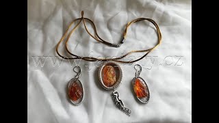 Náušnice z polského jantaru+náhrdelník z polského jantaru SP-4