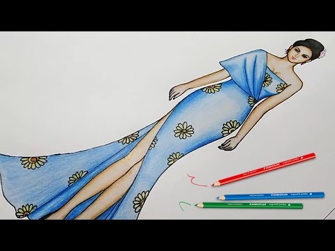 How to draw a dress for beginners | Drawing dress designs ...