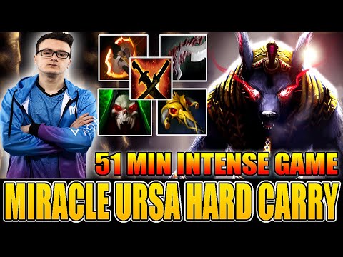 Miracle Ursa Pro Try Hard Carry Intense Hard Game 51 Min Non Stop Fights 7.26 Dota 2 Gameplay