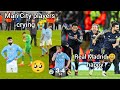 Real Madrid celebrating and Man City players crying after knocking out of the Champions league
