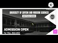 University Of Sufism and Modern Sciences Bhitshah Admission 2022