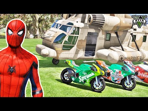 Motos na Mega Rampa Vertical com Homem Aranha e Peds! Desafio com Motos Ep #45 - GTA V - IR GAMES