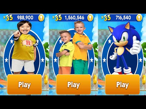 Tag with Ryan vs Sonic Dash vs Vlad & Niki Run All Characters Unlocked