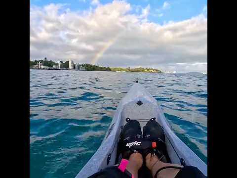 Rainbow over Mission Bay #rainbow #surfski #seakayaking #newzealand