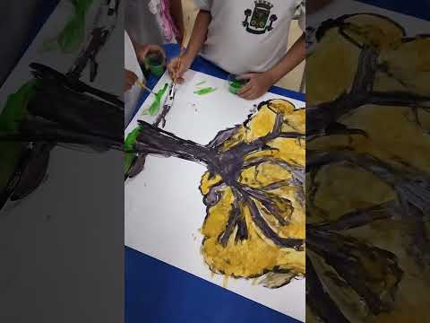 Ipê Amarelo 🟡 pintura 🎨 com a turma #brazil#education#desenvolvimentohumano#artesvisuais#saopaulo#oz