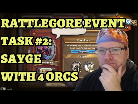 Rattlegore Event Task #2 - Quackery - Sayge Seer of Darkmoon with 4 Orcs - Hearthstone Mercenaries